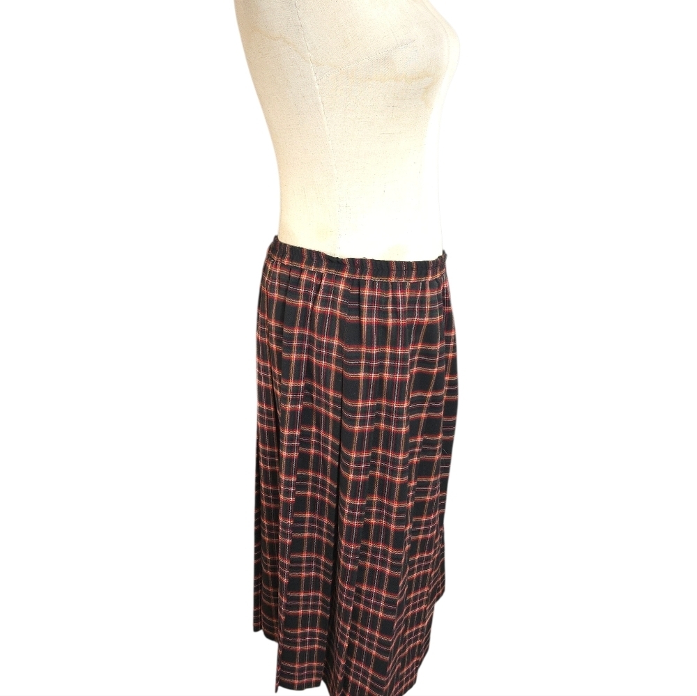 Appleseed's Black and Red Plaid Pleated Midi Skirt - Picture 3 of 7